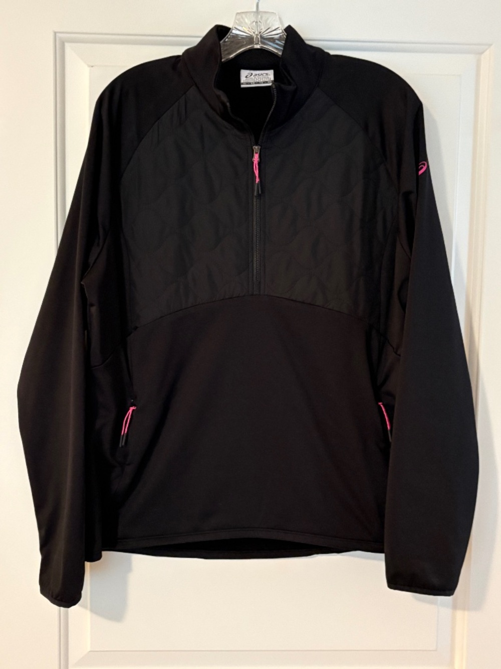 ASICS Black Quilted 1/2 Zip Fleece Lined Pullover Women’s XL